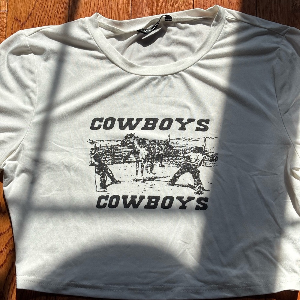 White Cowboys Graphic Cropped Tee